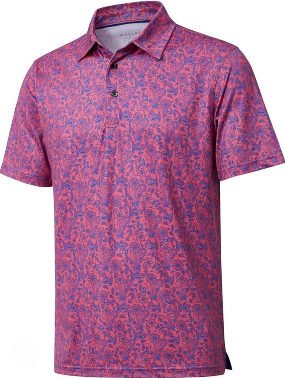 MAELREG Coral Floral Mens Performance Polo 2XL